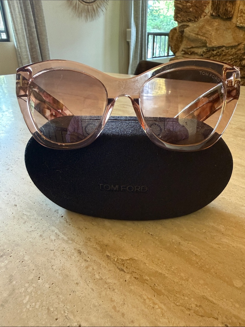 Tom Ford Translucent Pink Cat-Eye Sunglasses